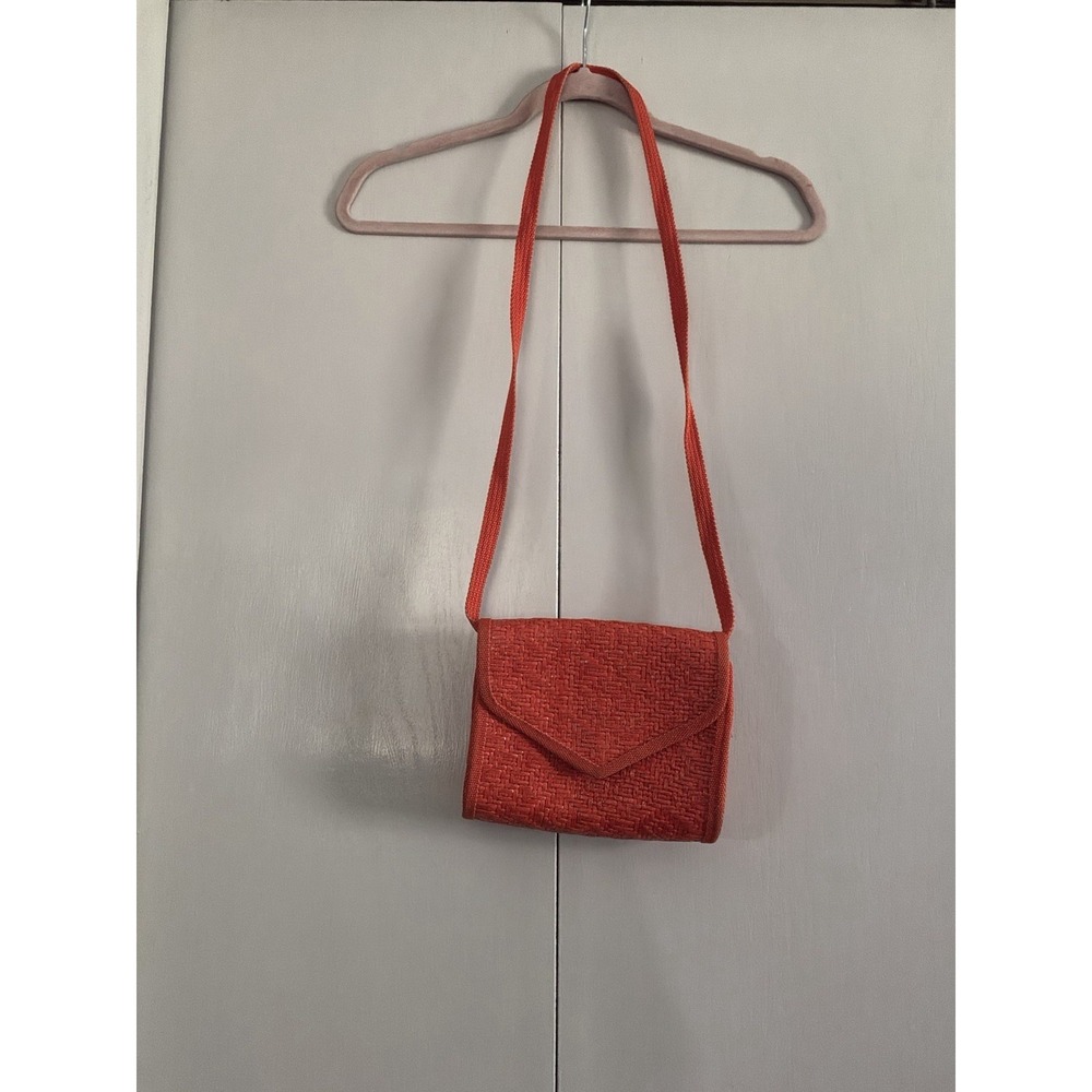 Novelli Of Florence Ennelonea Italy Orange Basket Weave Style Purse Crossbody